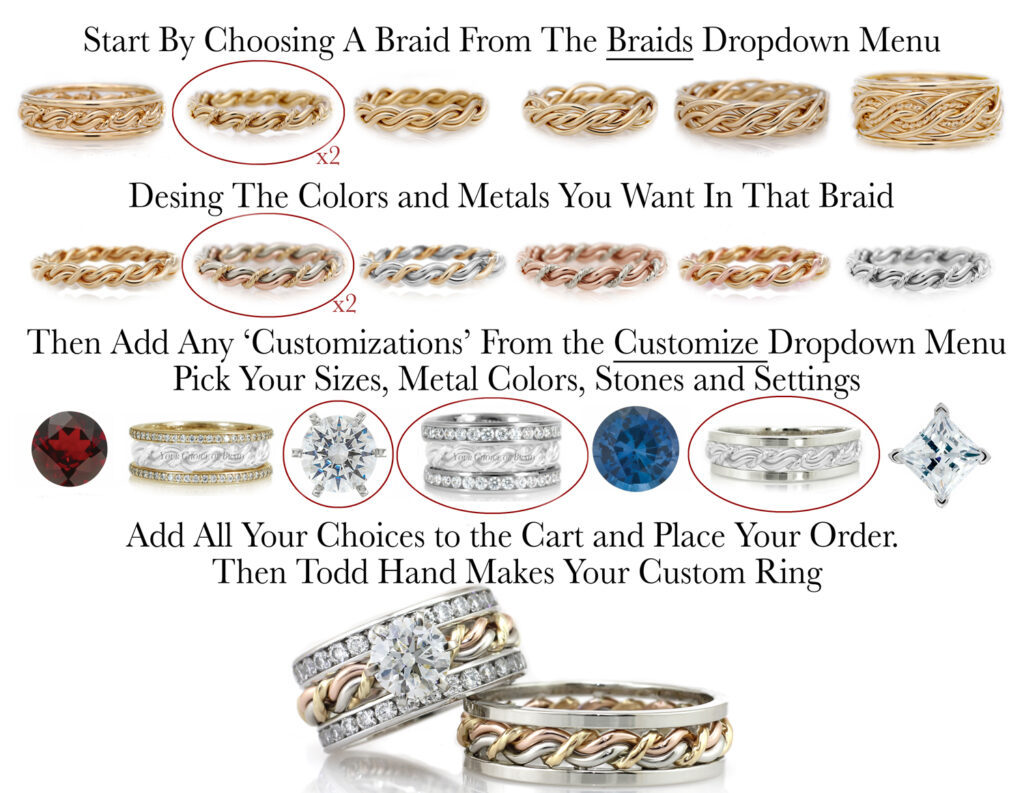 Options on how to design your Todd Alan braided wedding ring