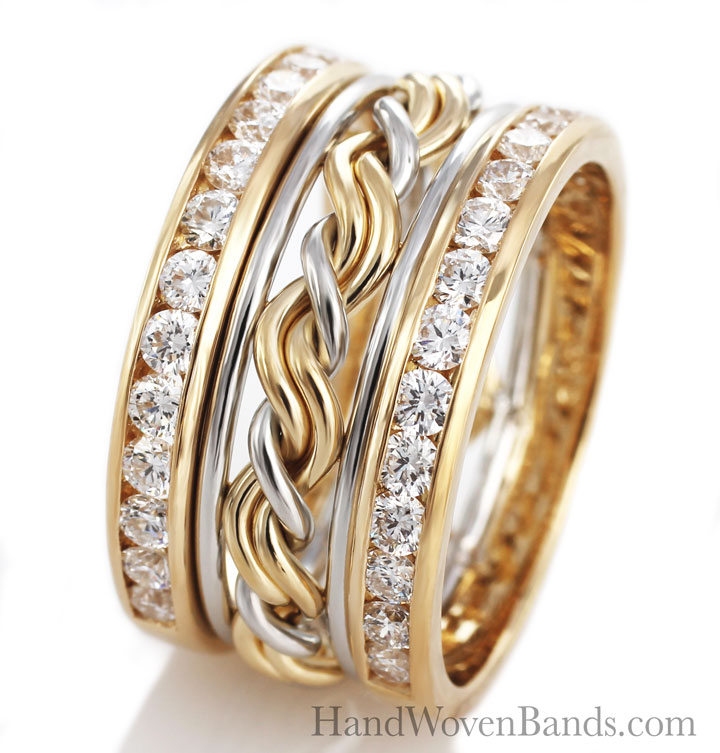 14k Hand Braided Twisted Cord Ring Band