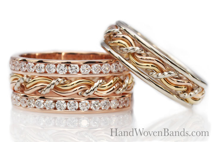 3 Strand Hand Braided Wedding Band Ring