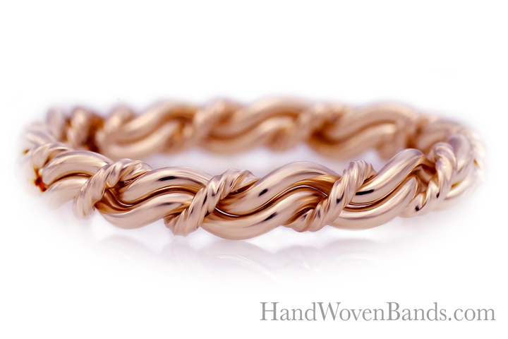 Christian rose gold ring. Handmade rose gold braided ring. This one is our cord of three