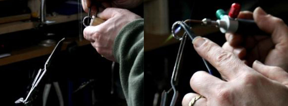 Artist Todd Alan's hands as he makes his braided wedding rings by hand.