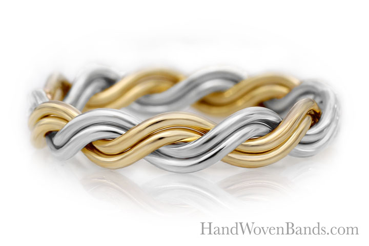 Four strand woven ring made in two tone by Todd Alan.