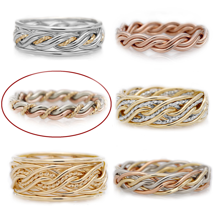 Eight Strand Open Weave Two-tone Ring - Braided Rings