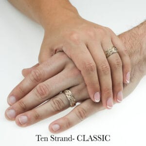 Gold handwoven braided rings, Ten Strand CLASSIC and Sx Strand Open Weave, unique artisan design by Todd Alan.