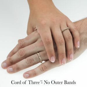 Handwoven braided gold Cord of Three wedding rings, artistic and unique design, by Todd Alan.